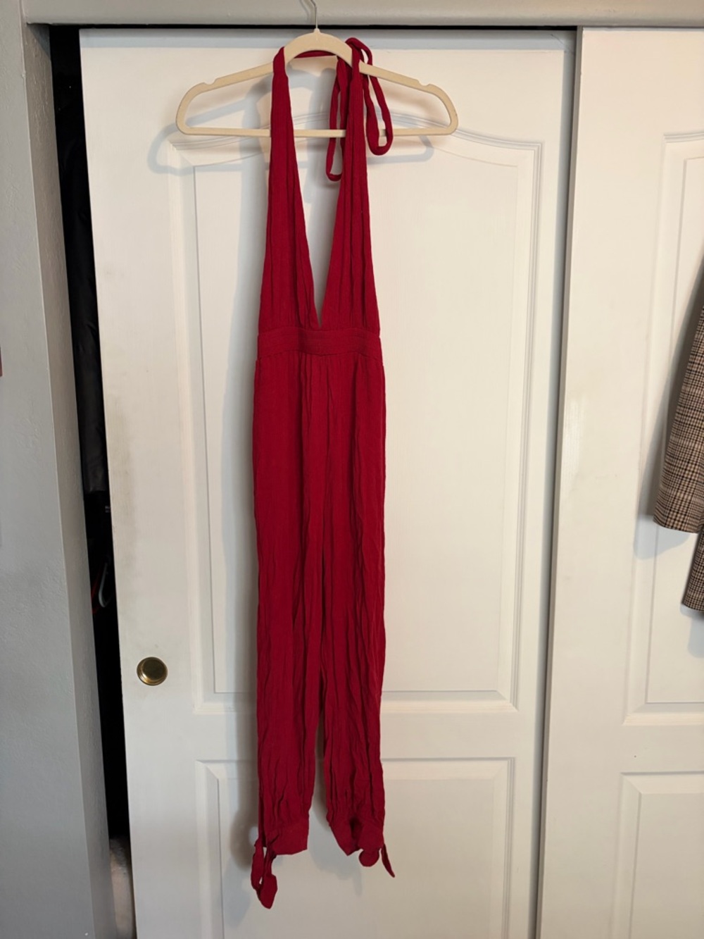 Lulu's Red Halter Tie-Leg Jumpsuit